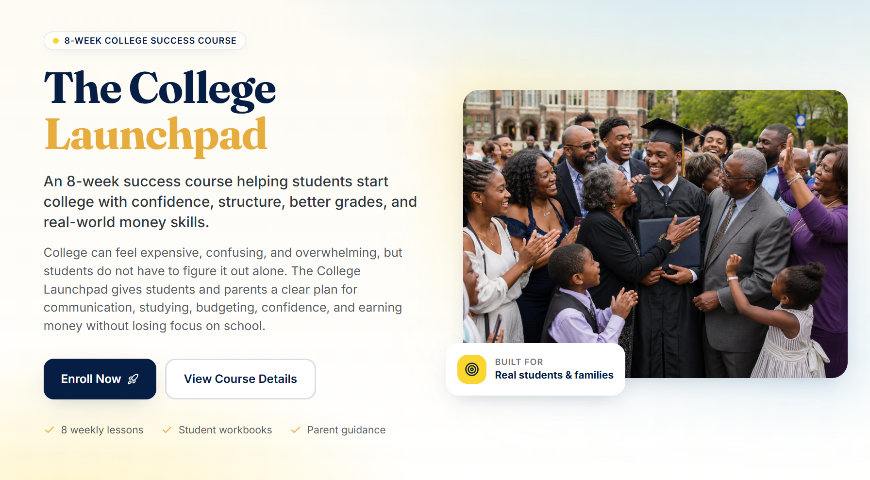 Web design project — The College Launchpad landing page
